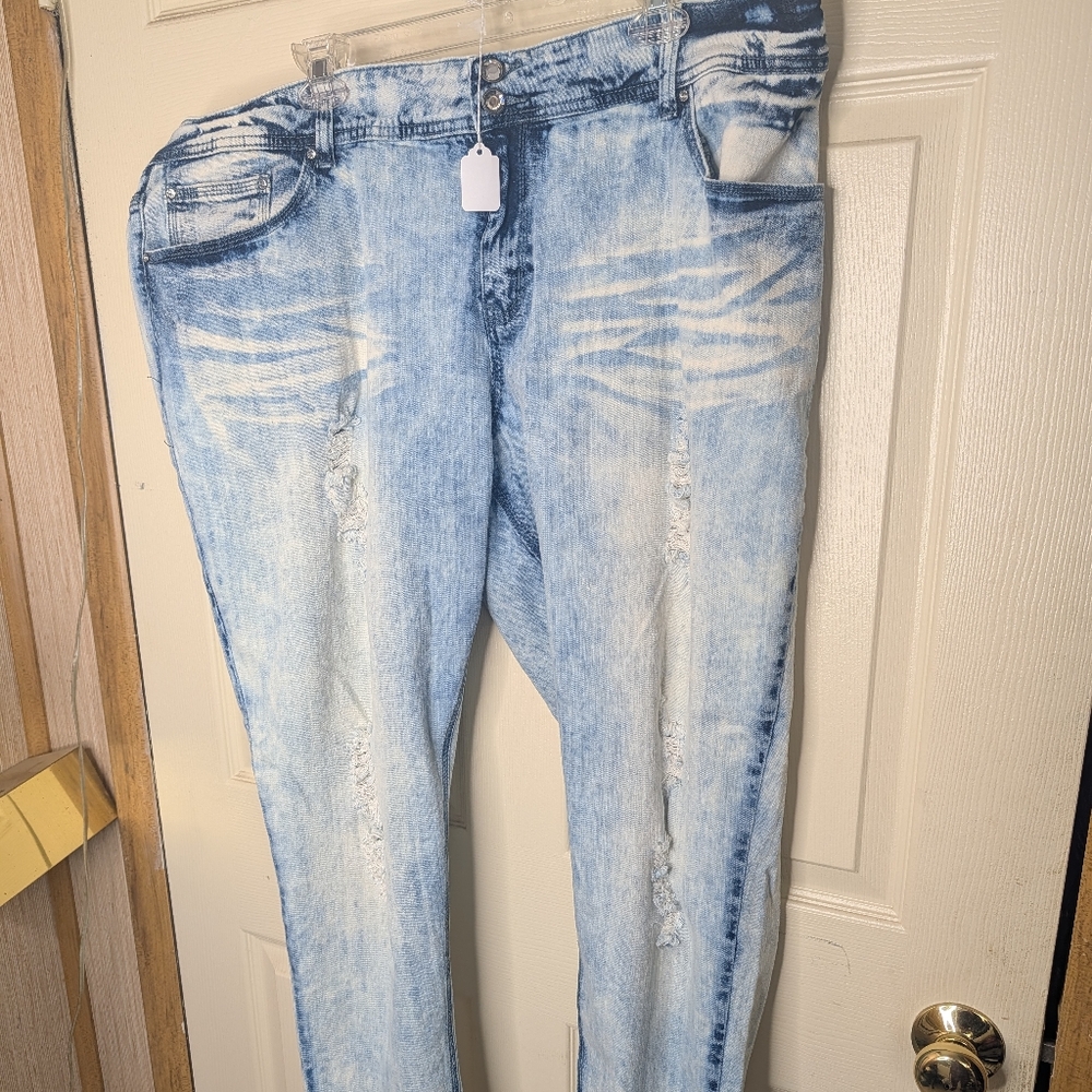 # 8 - twenty-one black Jeans Stylish Distressed Blue Jeans With Bling Buttons